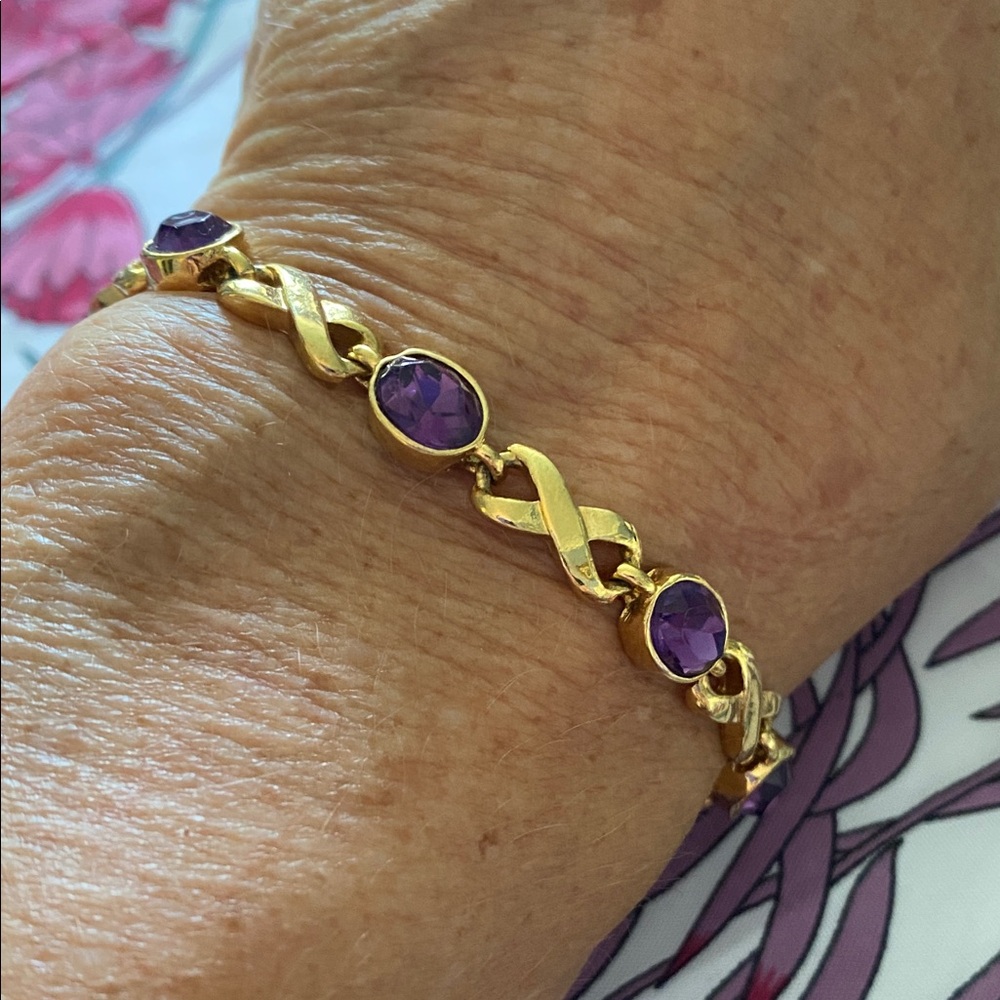 Avon Gold and Purple Gem Bracelet